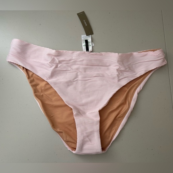 J.Crew Ribbed High-Rise Cheeky Bikini Bottom in Pale Pink Size 2X - Picture 2 of 7